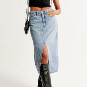 A&F Denim Midi Skirt